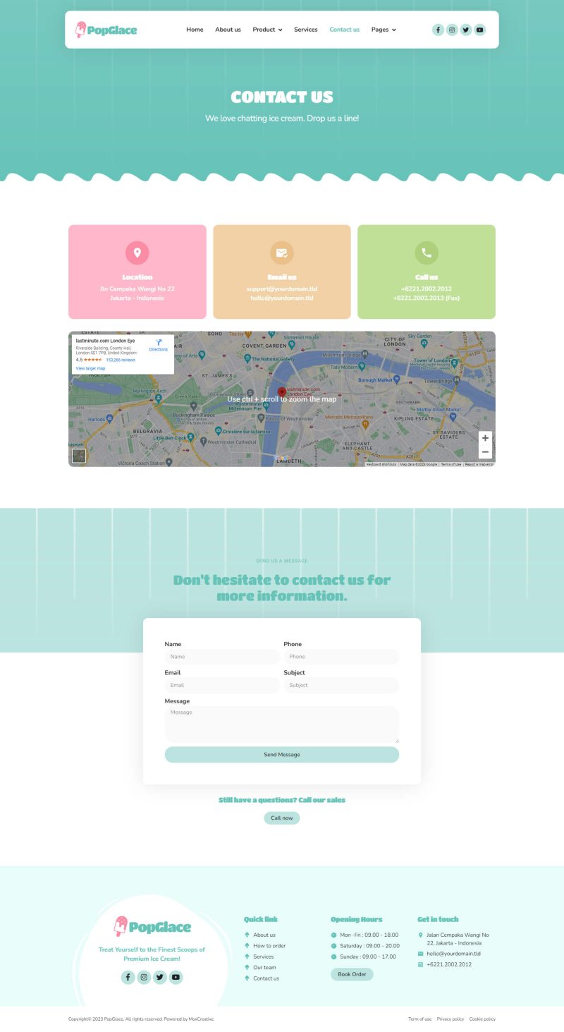 Contact us page preview